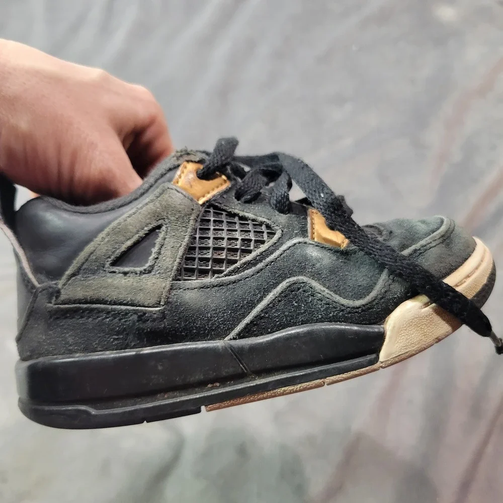 Jordan 4 Retro Royalty Black Metallic Gold Toddler Sneakers‎ 9C 308500-032